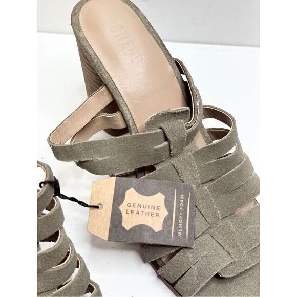 Crevo Hazelle Block Heel Mule Womens 7.5 Sage Slip On Leather Suede Sandal - Picture 7 of 9